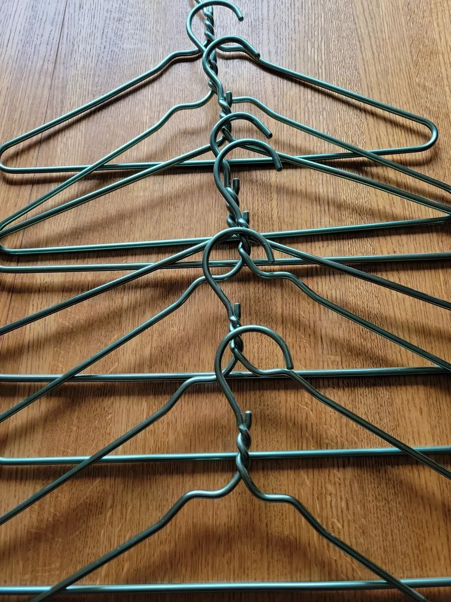 Vintage Lot of Six Green Aluminum Heavy Duty Clothes Coat Hangers
