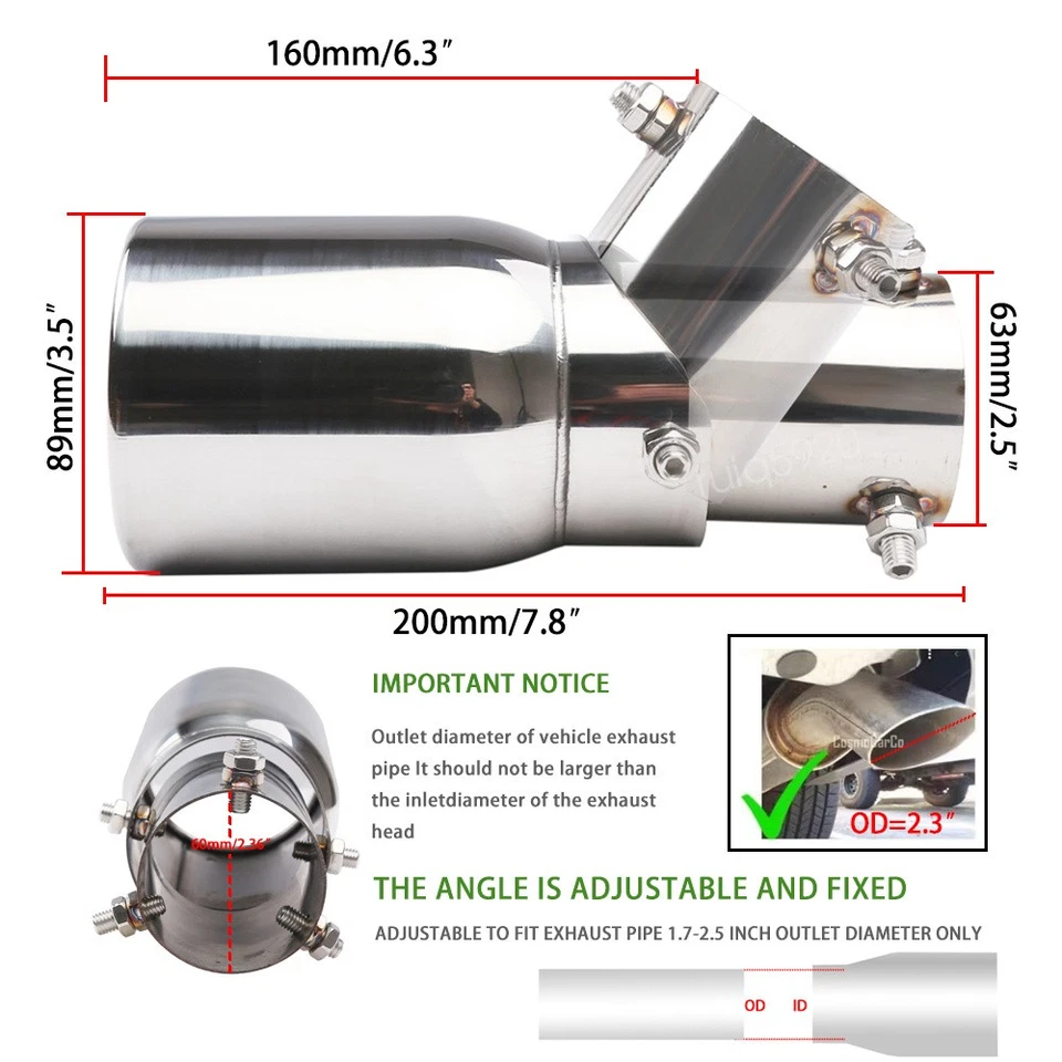 For Honda CR-V CRV Car Exhaust Pipe Tip Rear Tail Throat Muffler Stainless Steel Foto 2 de 4