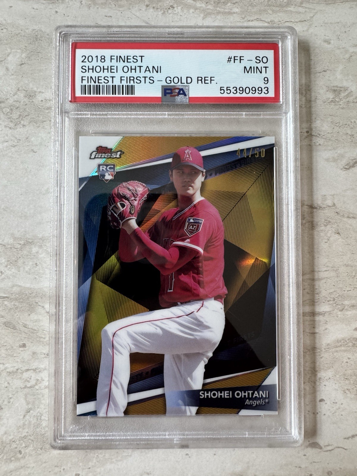 2018 Topps Finest - Finest Firsts Shohei Ohtani Gold Refractor /50 (RC) PSA 9