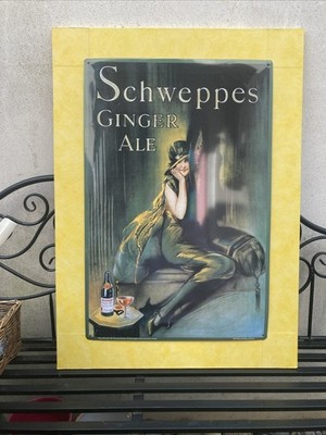 SCHWEPPES GINGER ALE montiert Vintage Blechschild 52 cm Breite - 72 cm Höhe