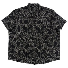 Shaquille O'Neal XLG Big  Tall Mens Black Floral Stitch Woven Shirt