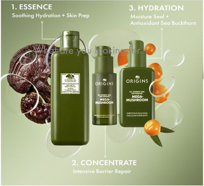 Origins 3-Piece Mega-Mushroom Skin Repair Skin Care Set New In Box