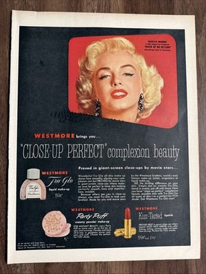 Westmore Brings You Close-Up Perfect Complexion Print Ad Marilyn Monroe Cosmetic