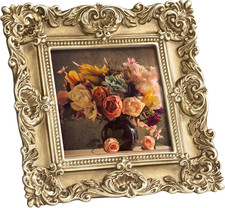 4X4 Vintage Small Picture Frame, Antique Ornate Bronze Gold Square Frame