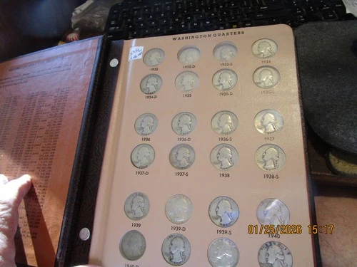 1932/1964 P-D-S Washington Quarter Set  Fine / Mint State +++++ 4 Missing Coins