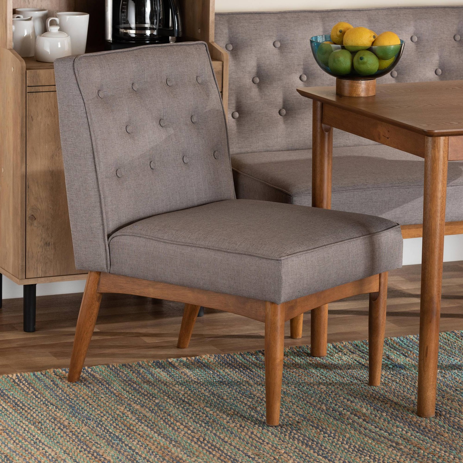 Baxton Studio Riordan Tufted Gray Fabric Dining Chair