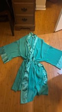 Victoria  s Secret Vintage Gold Label Teal Chiffon Robe 1980  s, One Size Retro