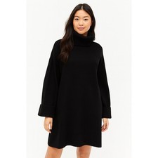 Topshop Women's Black Size Small Ribbed Turtle Neck Long Sleeve Sweater Dress