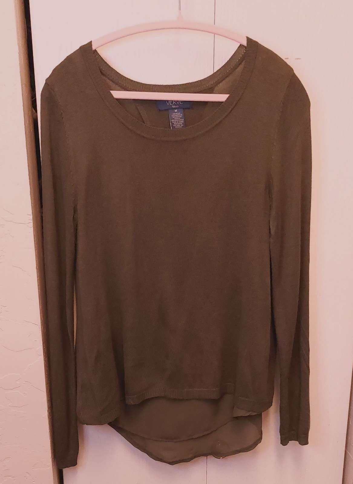 Verve Green Layered Split Back Size Medium Sweate… - image 3