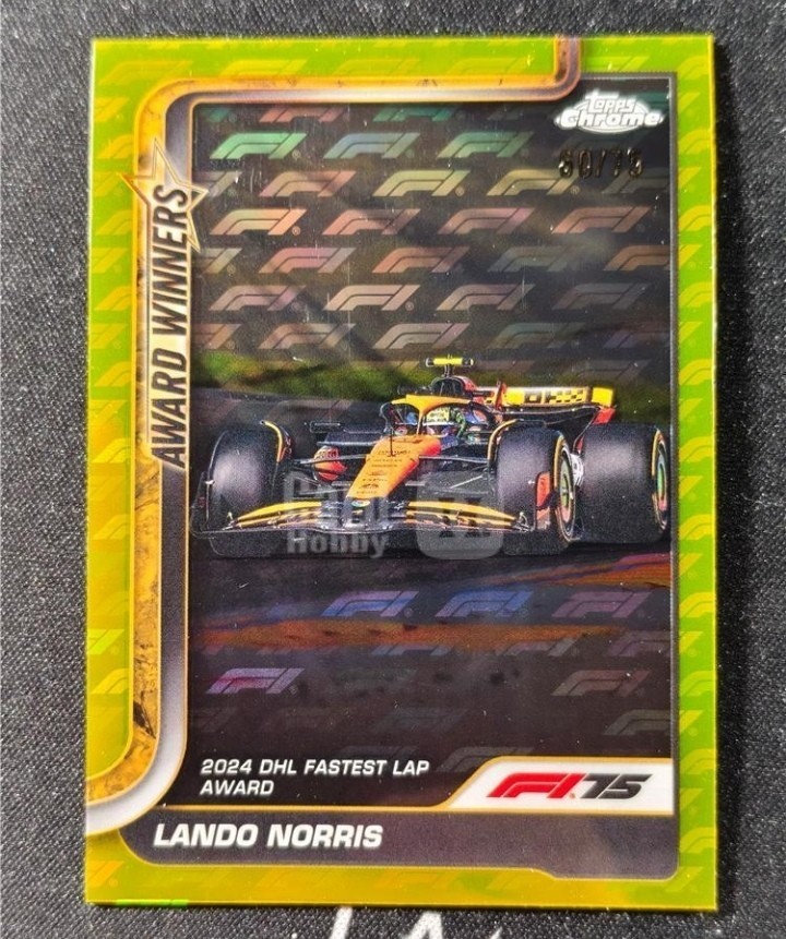 2025 Topps Chrome F1 Lando Norris 75th Yellow Logo Fractor 60/75 view 1