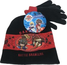 Beanie Hat - Bakugan - Black/Red Anime 2-5T w/Glove Knit Set Toddler NEW