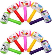 10Pcs Squeaky Hammer Inflatable Cartoon Hammer with Sound Bell Clown Handle Funn