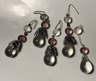 5 Glass Teardrop Fruit Crystal Czech French Dangle Purple Round Bead Lamp Drops — photo 2