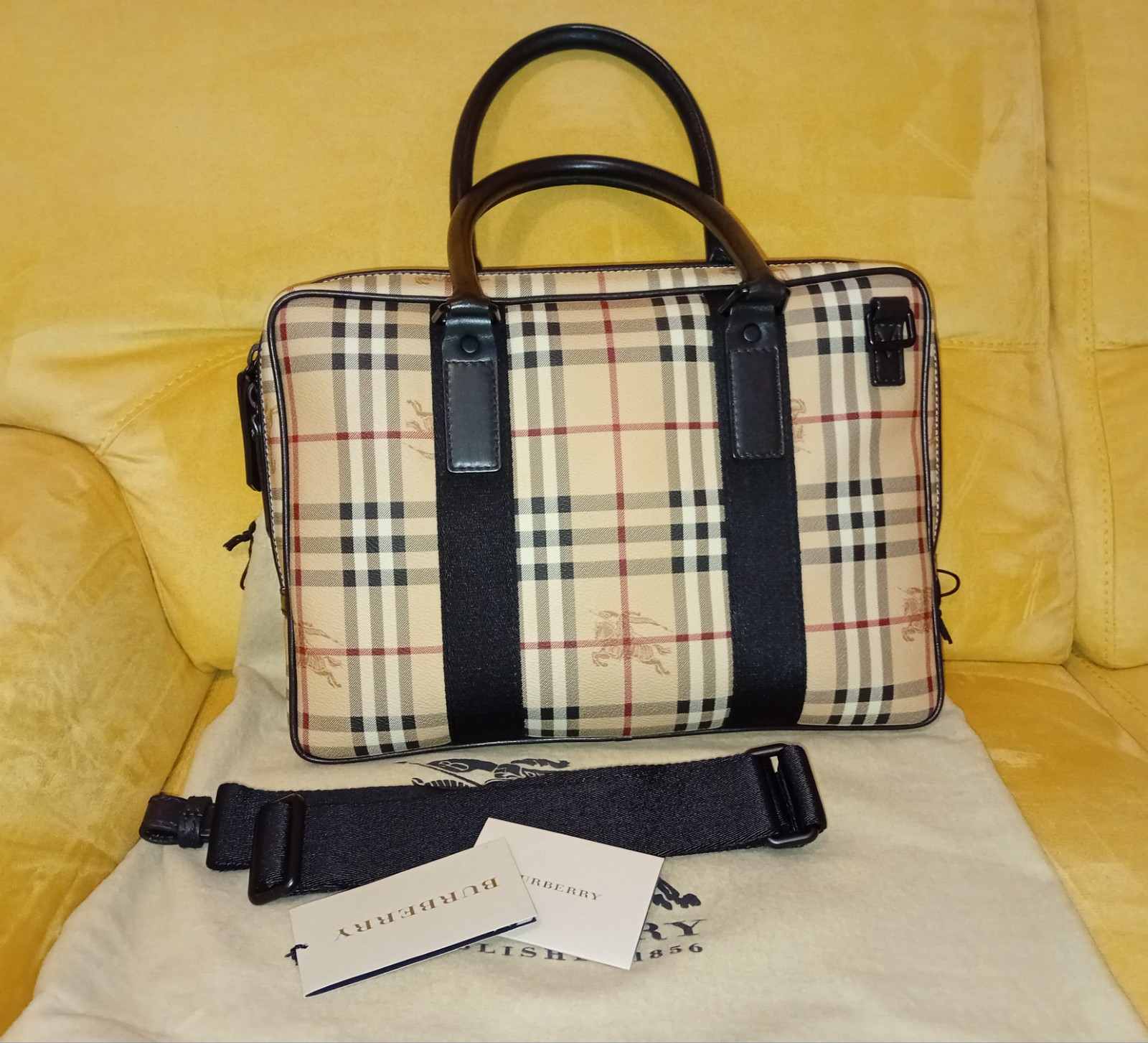 Burberry Borsa Business Check Porta PC Documenti Tracolla Cartella