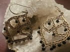 Vintage SAJEN 925 Sterling Silver Gold Vermeil Chandelier Earrings Black Spinel — photo 3