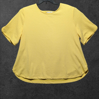 Liz Claiborne SS Blouse Women's 1X Banana Decorated Shoulders