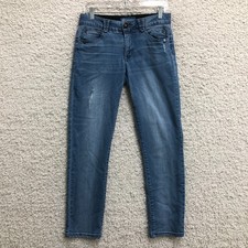 Democracy Jeans 4 Womens Blue Ab Solution Skinny Distressed Mid Rise Stretch