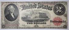 1917 $2 LEGAL TENDER NOTE RED SEAL LARGE SIZE NICELY CIRCULATED! D85270955A