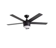 52 in. Integrated LED Indoor Matte Black Ceiling Fan with Light Kit and Remote