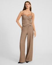 NEW EXPRESS 88 TEXTURED HERRINGBONE MID RISE EDITOR WIDE LEG PANTS SZ 8L
