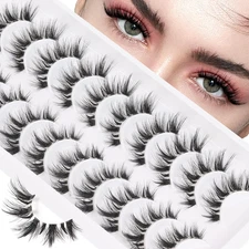 Manga Lashes Cat Eye Lashes with Clear Band 7-16MM C Curl Spiky Anime False Eyel