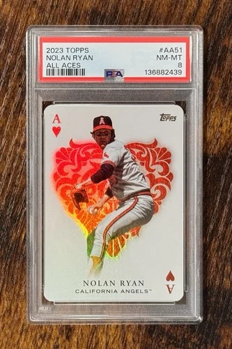 🔥📈 2023 Topps Nolan Ryan All Aces Foil Refractor AA-51  - Angels  HOF ~ PSA 8