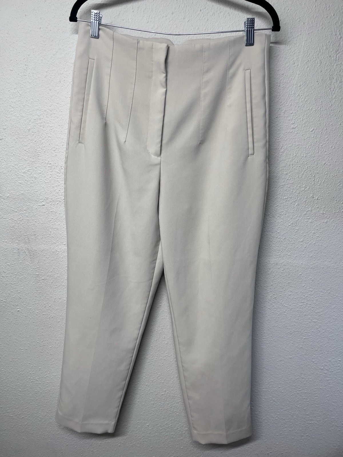 Women’s Zara Pants Size L USA MEX 30 Light Beige High Waist Straight Leg