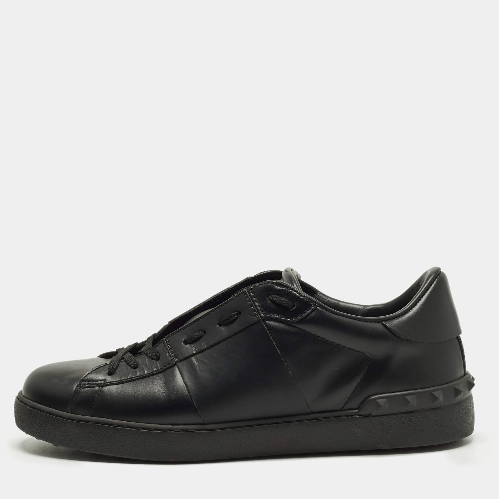 Valentino Vltn Open Size 43.5 Black Leather Lace Up Sneakers
