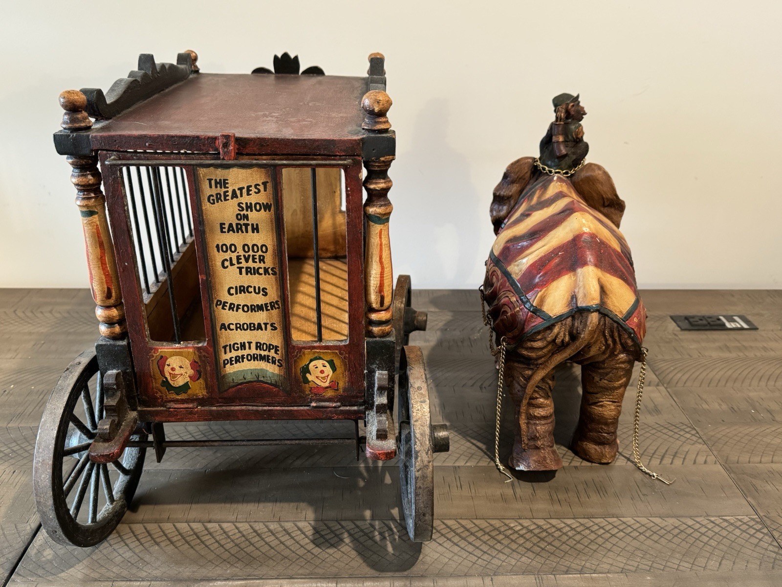 1920-1940s Barnum & Bailey Circus Wagon w/ Clown, Elephant & Two Bears Set Of 5