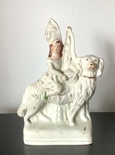 JEUNE FILLE ET CHIEN EN FAÏENCE DE STAFFORDSHIRE - XIX ème