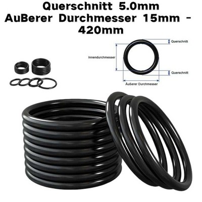 O-Ringe Dichtringe Dichtungsringe 5mm - 410 mm / Schnurstärke 5,0 mm / NBR 70