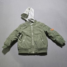 H M Kids Green Hooded Bomber Jacket Boys Girls Size 2 Years winter warm