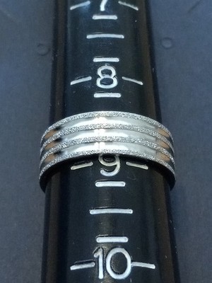 Stainless Steel Fashion Ring - Ground W/3 Bands. 7mm Wide Size 8.5 (B21)