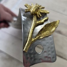 Hammered Metal Spoon Rest. Cottage Core. Detailed Brass Bee. Kitchen. Cooking. 