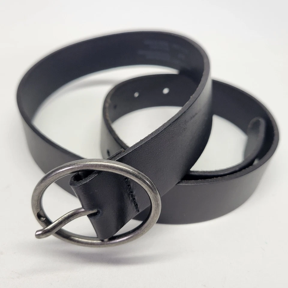 American Eagle Outfitters Leather Belt 28 30 Oval Buckle Black - Image 2 of 4