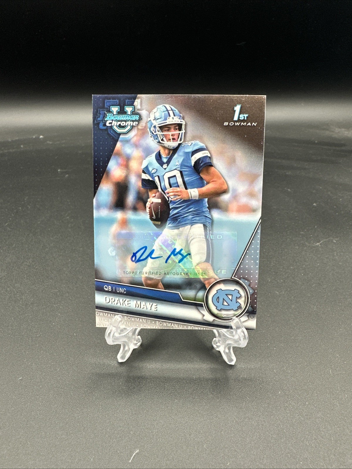 2023 Bowman University Chrome Drake Maye #200 (RC) Patriots RC AUTO, 1st Bowman!