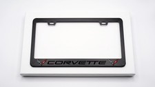 Black Corvette License Plate Frame Premium Black Metal