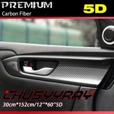 1-pack 5d Glossy Carbon Fiber Vinyl Wrap Film12x60roll For Car Interior Trim