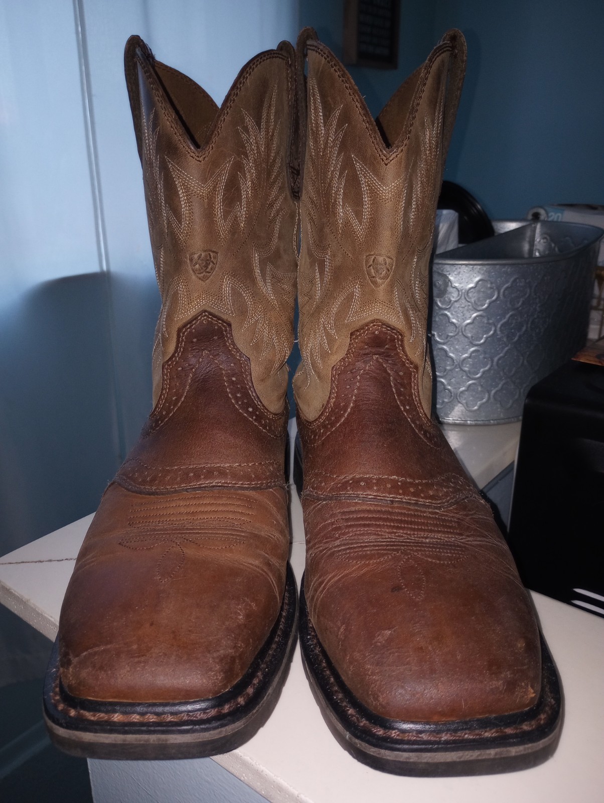 Ariat Western Performance Brown Square Toe Boots … - image 6