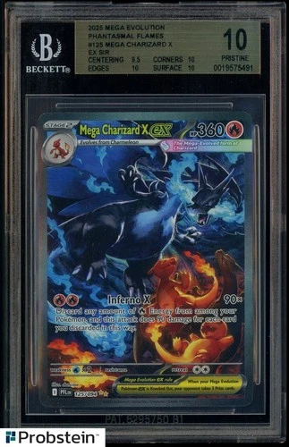 2025 POKEMON PFL EN-PHANTASMAL FLAMES #125 MEGA CHARIZARD X EX BGS 10