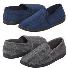 Mens Check Slippers Foam Soft Lined Slip New Indoor Shoes UK Sizes 7-12