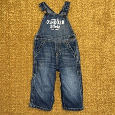 OshKosh B'Gosh Blue Denim Overalls 12m Logo