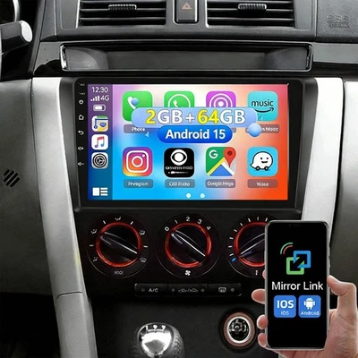 CarPlay Bluetooth Android 15 9" Autoradio 2+64G GPS Navi RDS Für Mazda 3 2004-09 - Bild 1 von 4
