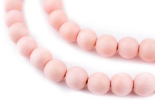 Pink Round Natural Wood Beads 10mm Large Hole 16 Inch Strand