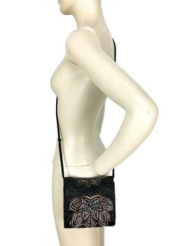 VTG 70s MAGID Art Deco Hand Beaded Envelope Starburst Atomic Crossbody Handbag - Picture 4 of 8