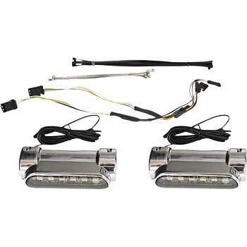 Custom Dynamics 2040-2528 Chrome Amber/White Engine Guard LEDs for 1-1/4'' Bar