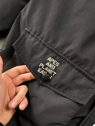 AAPE By A Bathing Ape Hooded Down Jacket Parka Men Size S Black  image 7