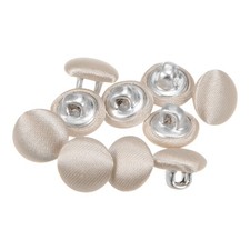 10pcs 10mm Fabric Cloth Covered with Metal Shank Round Buttons, Brown Pink