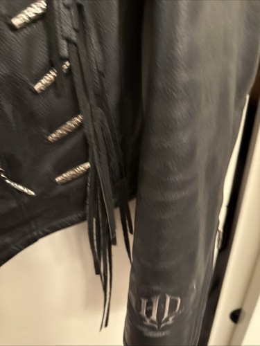 WOMENS HARLEY DAVIDSON SPIRIT FRINGE BLACK BIKER LEATHER JACKET -SIZE SMALL - Picture 5 of 15