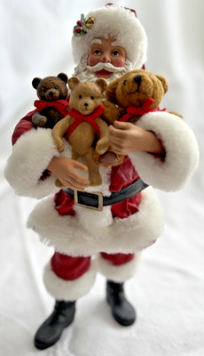Weihnachtsmann stehend, 25cm, mit Teddybären,  in OVP